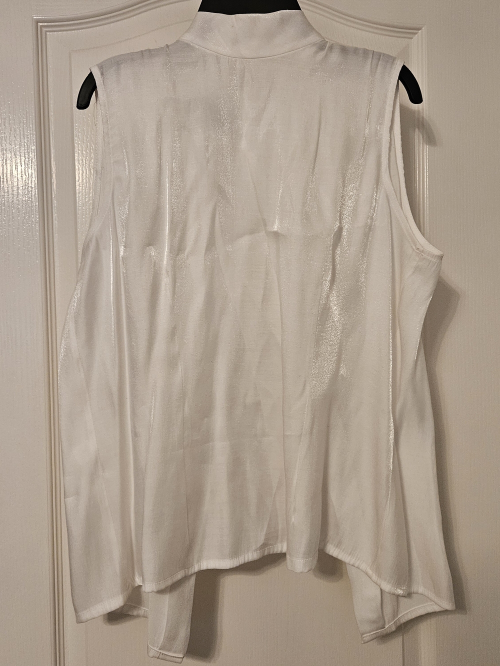 Women’s Sleeveless White Satin-Look Blouse